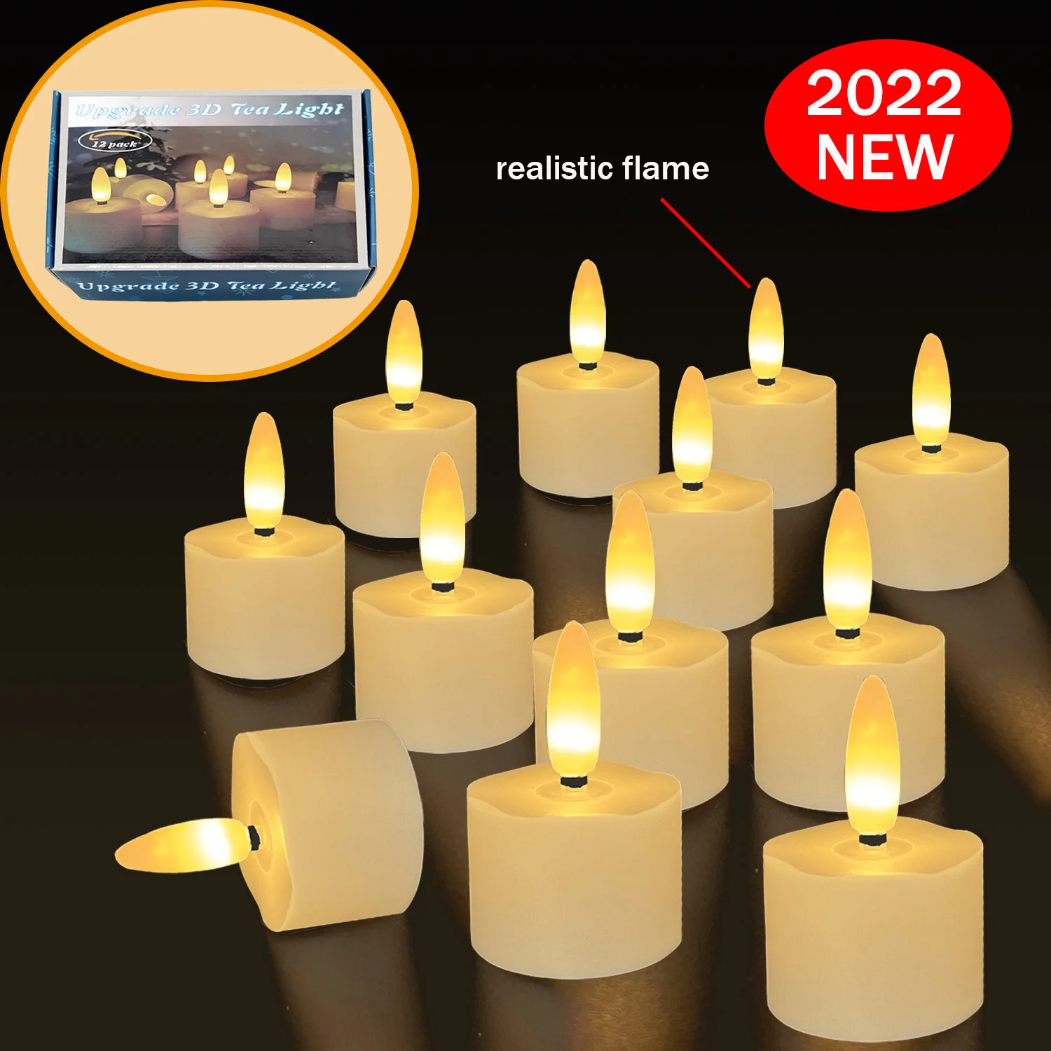 

12pcs set LED Remote Control Battery Operated Flameless Upgrade 3DTea Lights Realistic Flickering Tealights with Moving Wick