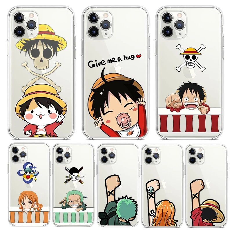 

Cute One Piece Logo For Apple iPhone 7 8 X XR XS 11 12 13 Pro Max Mini Plus luxury Transparent TPU Non-slip Phone Case