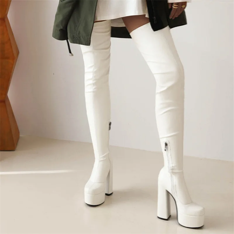 Women Boots 2022 Winter Luxury High Heels Party Designer Women Shoes Plus Size Punk Platform Nightclub Lady Over The Knee Boots