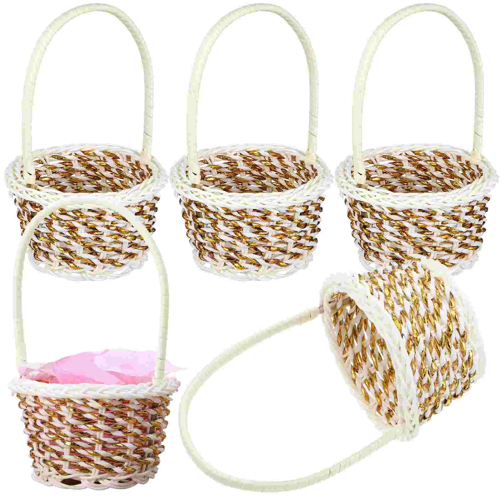 

Basket Woven Baskets Rattanflower Picnic Mini Handle Wedding Wicker Storage Girlgift Small Candy Egg Table Bread Braided Handles