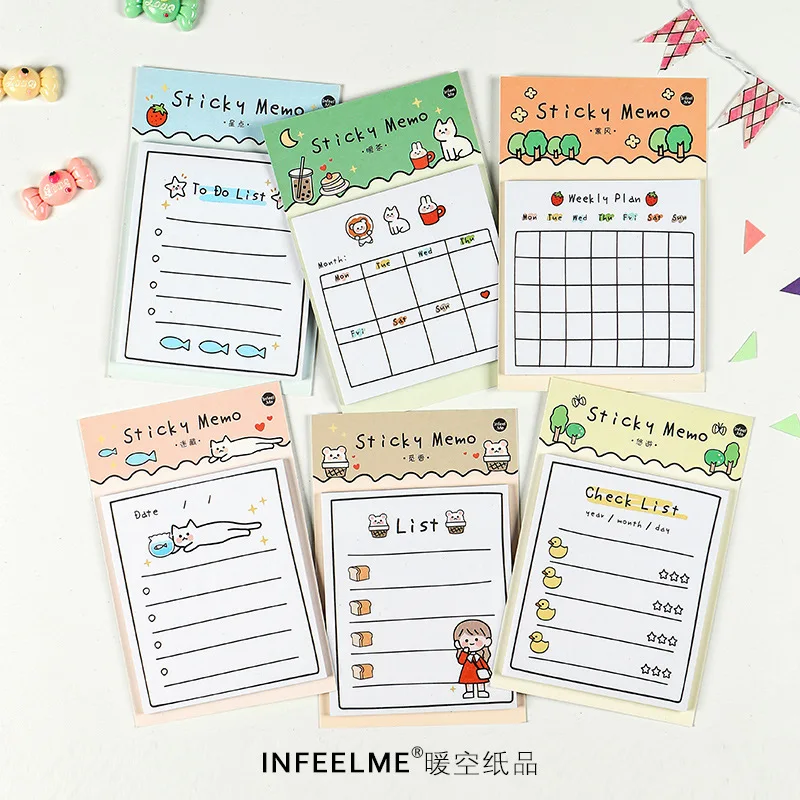 

Creative Sticky Note Cute Caroon Lovely Memo Pad ToDo List Weekly Planner Daily Planner Sticky Note for DIY Decorative Scrapbook