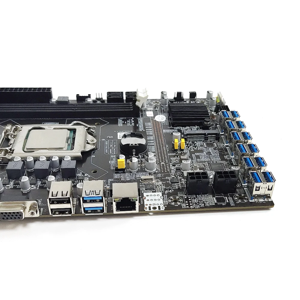 Материнская плата B75 для майнинга 12 USB 3 0 к PCI-E X16 LGA 1155 G1620 ЦП DDR3 SATA mSATA HD VGA Биткоин BTC