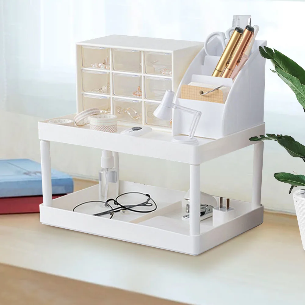 

Multifunctional Shelves Double-layer Storage Shelf Desktop Storage Rack Cosmetic Sundries Organizer Desk Organization Tools