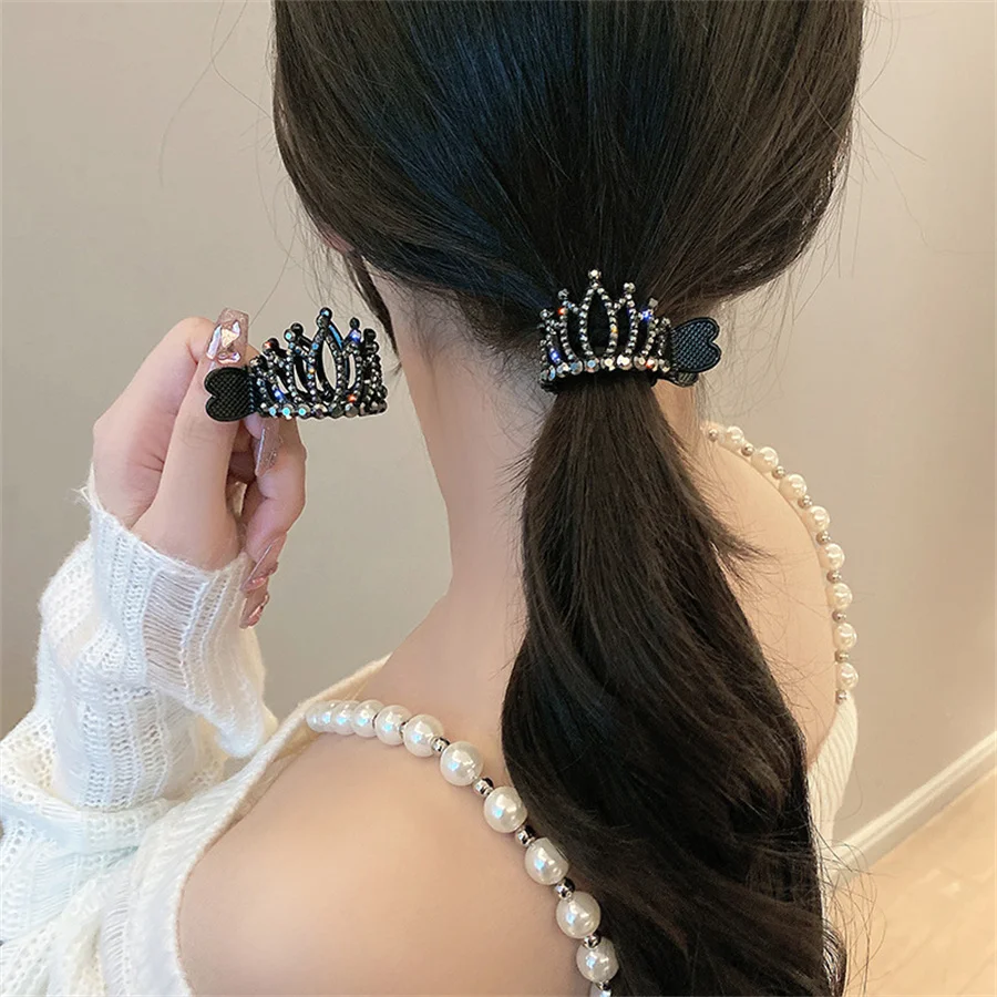 

New Pearl Rhinestone Hair Claws Girl High Ponytail Clip Fixed Hairpin Claw Clip Advanced Sense Hair accessories Headwear gift