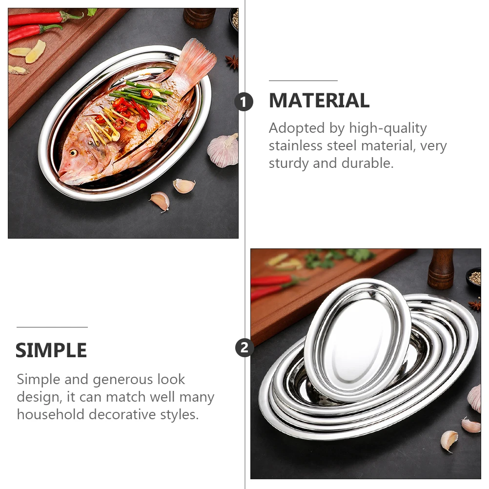 

Platter Plates Tray Oval Fish Dish Dinner Metal Dessert Food Sushi Snack Steaming Fruit PlattersPlate Serving Steel Stainless