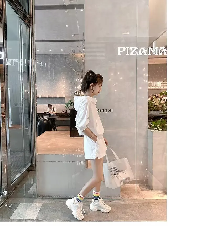 Summer New Big Size Loose Running Sportswear Set Hollow Thin Breathable Sunscreen Temperament Leisure Two-piece Set