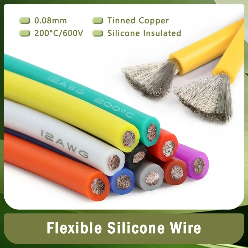 

1 м/5 м ультрамягкий силиконовый провод высокотемпературный гибкий медный термостойкий кабель 30 28 26 24 22 20 18 16 15 14 13 12 10 AWG