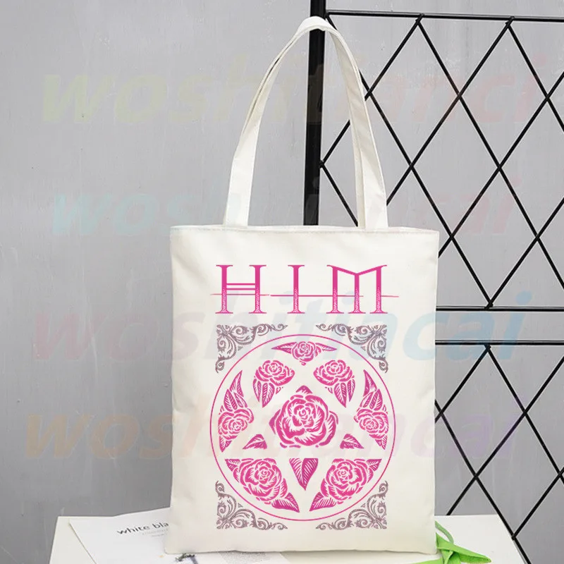 

Him Ville Valo Shoulder Canvas Bags Large Capacity College Harajuku Handbag Women Bag Shopping Bag