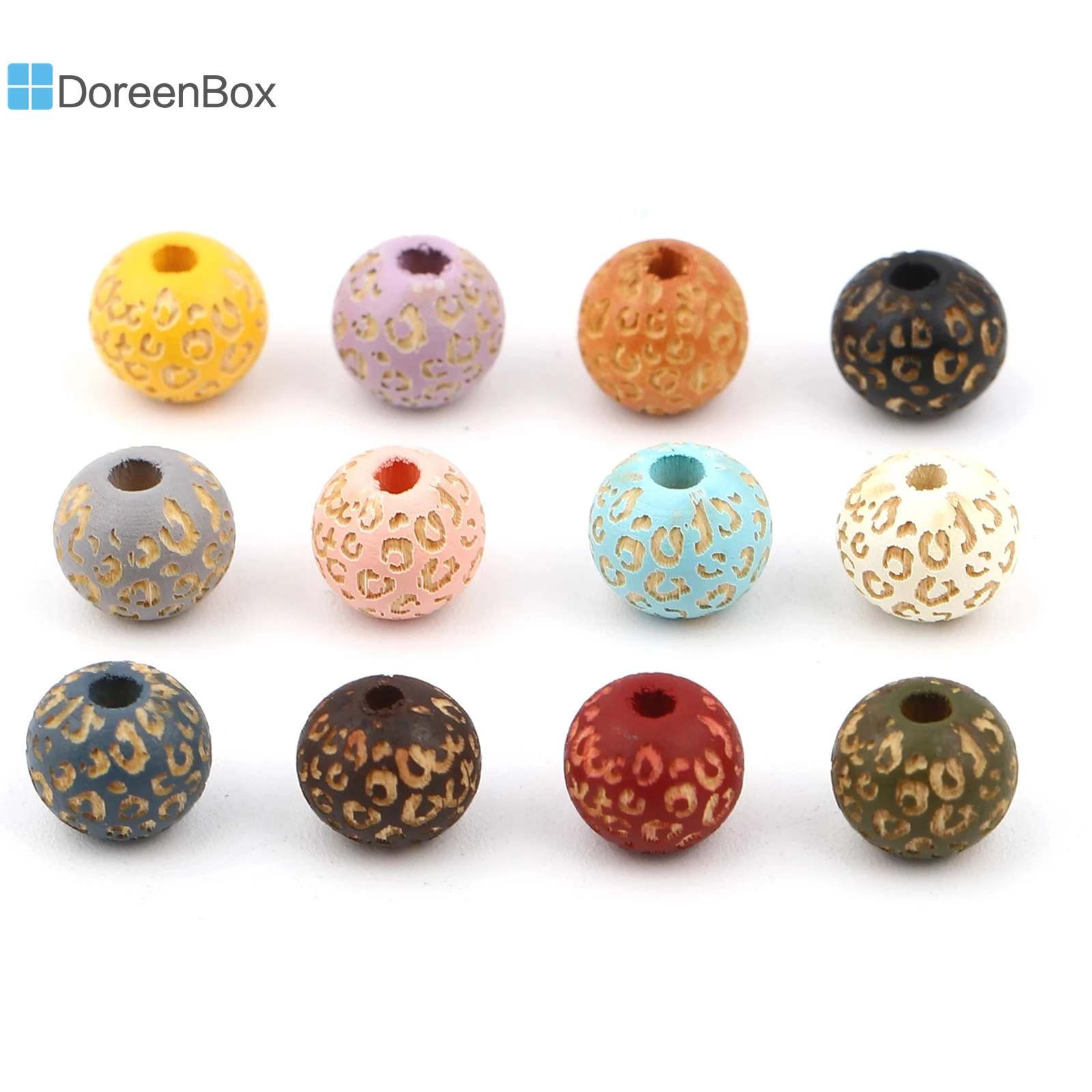 

Doreen Box Natural Wooden Beads Round Balls 10mm Leopard Print Spacer Beads Jewelry Making DIY Bracelet Necklace Beads ,20 Cs