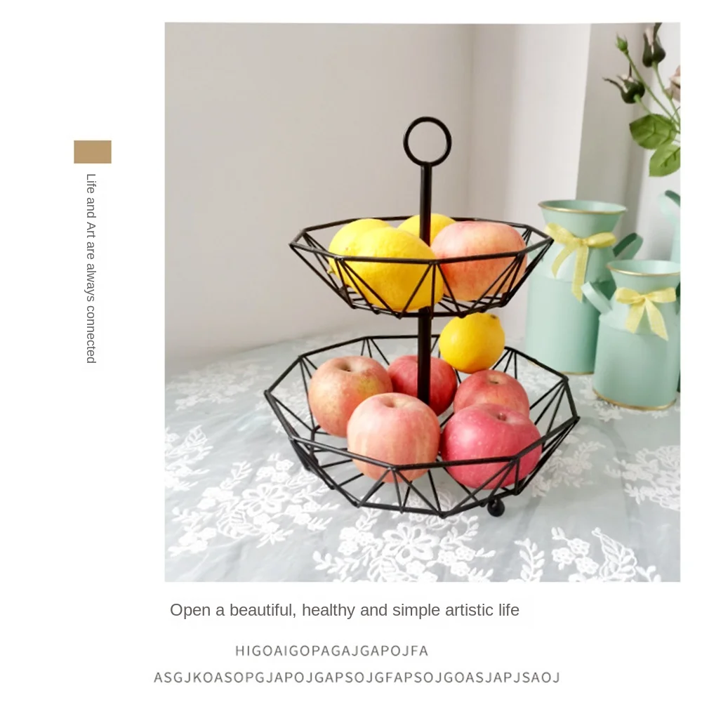 

Black/ Gold Water Fruit Basket Creative Home Candy Fruit Plate Nordic Three-layer Simple Style Dry Fruit Plate Iron
