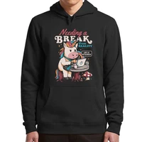 unicorn needing a break from reality hoodies funny saying jokes sarcastic men women clothing casual soft hooded sweatshirts