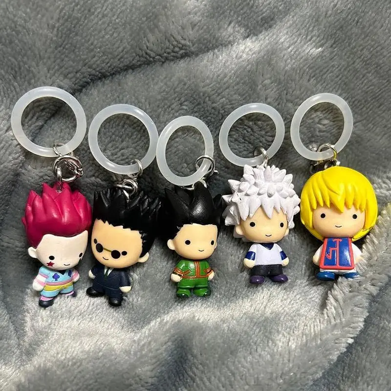Фото Брелок-подвеска Bandai Gashapon Hunter X Hunter с мини-фигурками Гона, Килуа, Хисоки, Леорио, Курапики, украшение для сумки для фанатов аниме №2