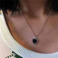 new clavicle chain women black heart necklace