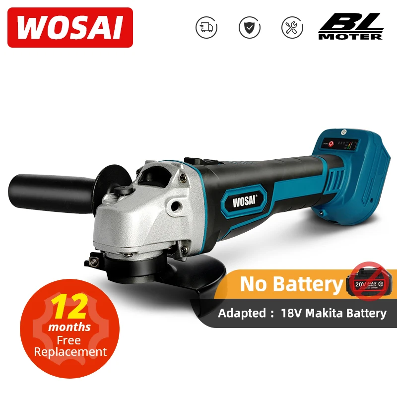 WOSAI M14 Cordless Electric Brushless Angle Electric Grinder Grinding Machine Polishing Cutting For 18V Makita Lithium Battery