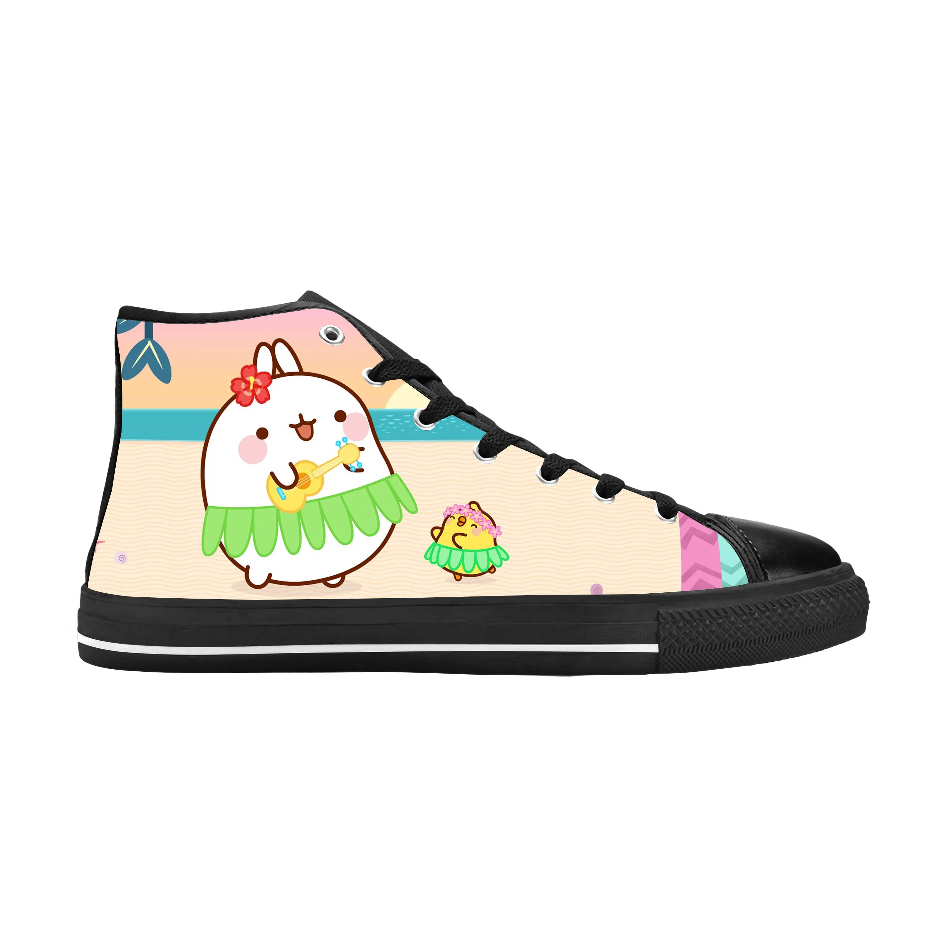 

Лидер продаж, милые повседневные тканевые туфли Molangs в стиле Kawaii, аниме, комикс манга, удобные дышащие кроссовки с высоким верхом и 3D принтом для мужчин и женщин