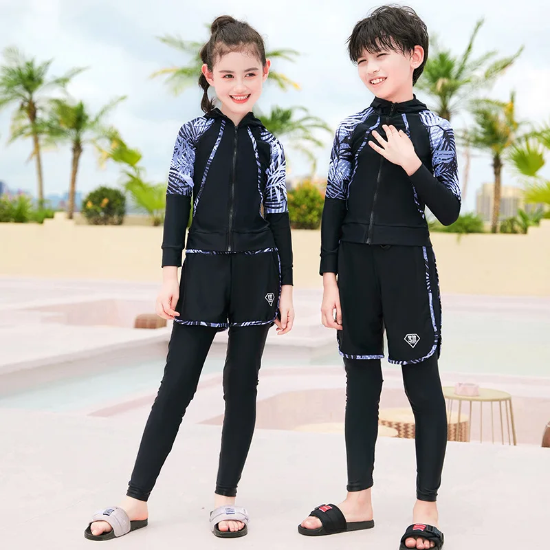 Boys/Girls Rash Guard Set Long Sleeve Swim Shirts UV Protection Tops & Bottoms with Trunks Bra Swimsuit Tracksuit Quick Dry