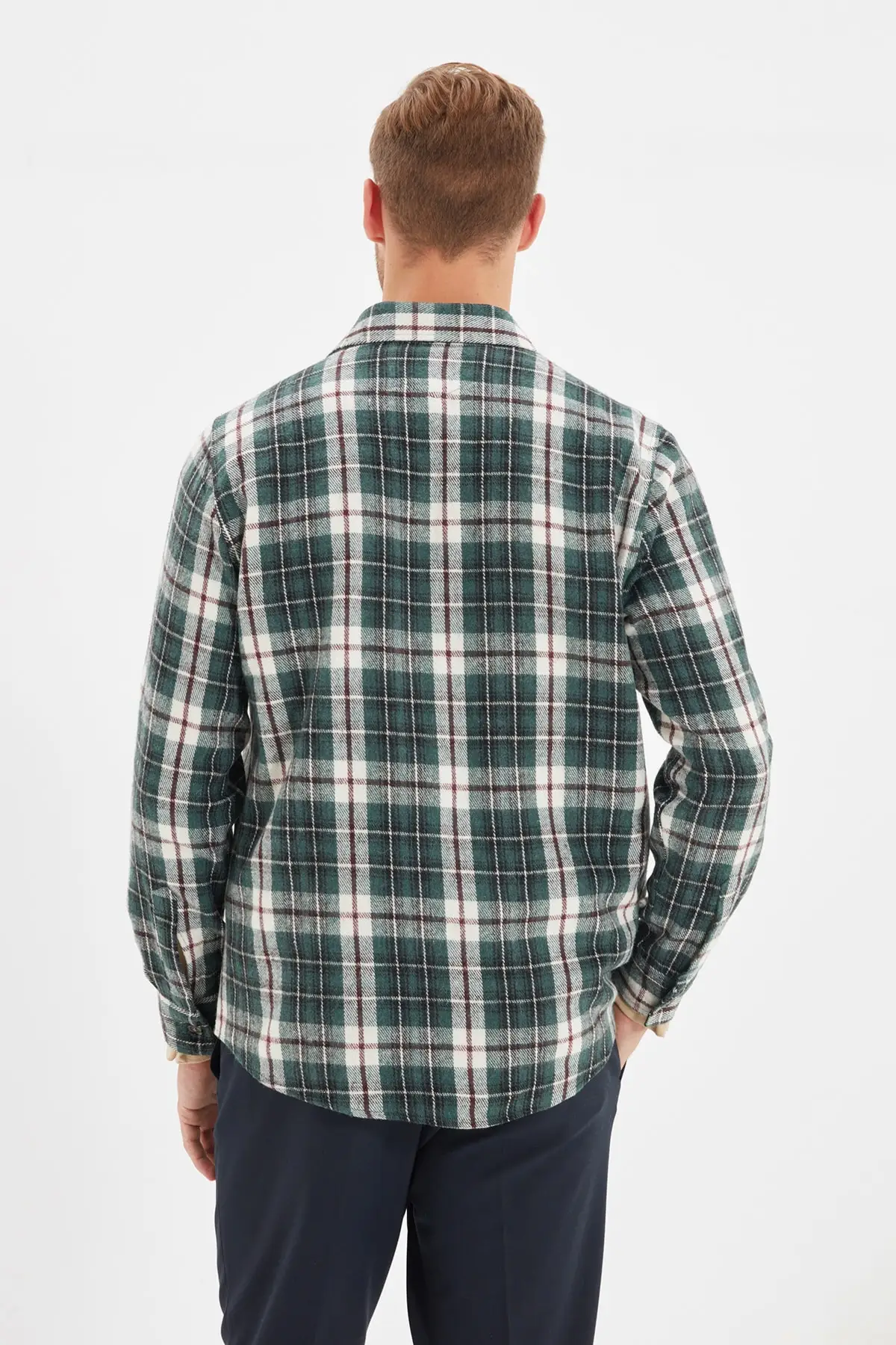 Trendyol Male Slim Fit Buttoned Collar Single Pocket Lumberjack Plaid Long-Sleeve Shirt TMNAW22GO0045 |