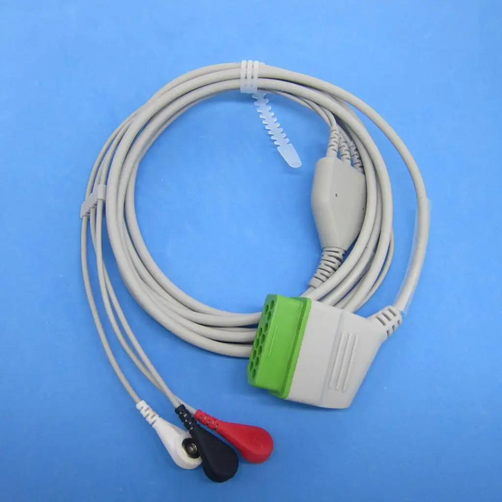 Совместимый кабель ЭКГ NIHON KOHDEN AHA/IEC 3 вывода 5 выводов захват с защелкой для