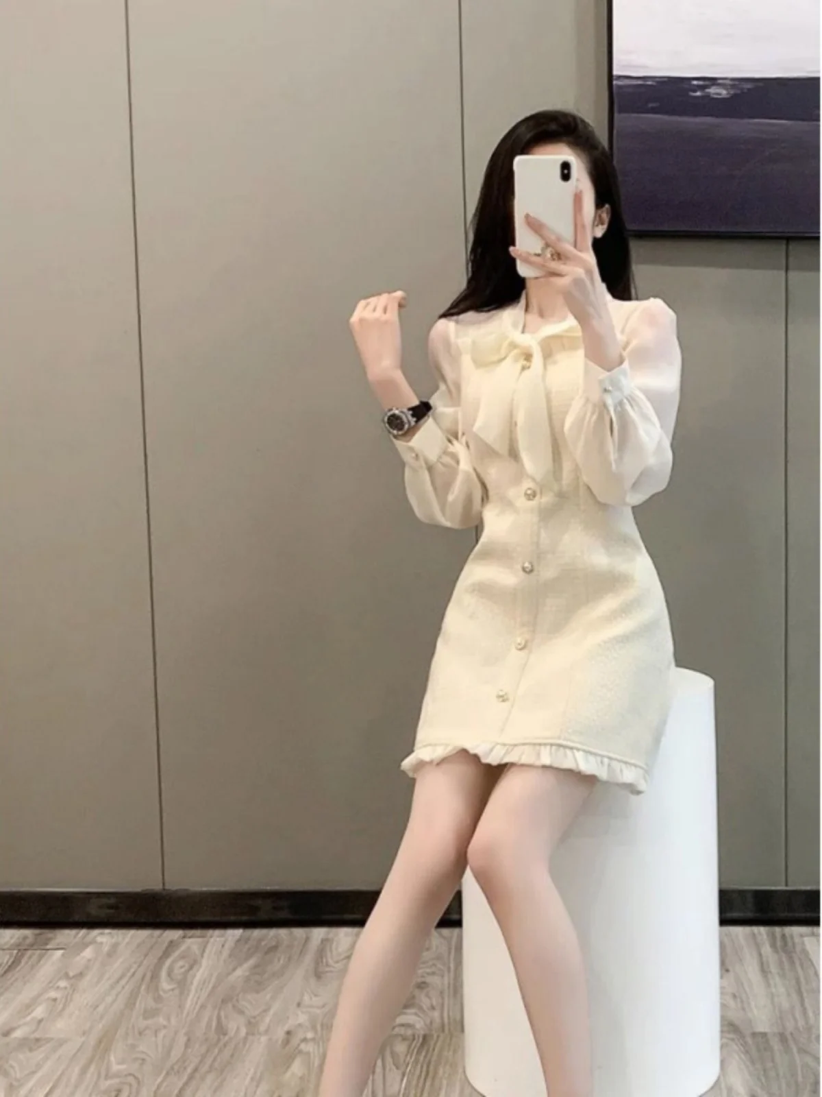 Французское классическое платье Sle Весна/Лето Белая необычная достойная большая