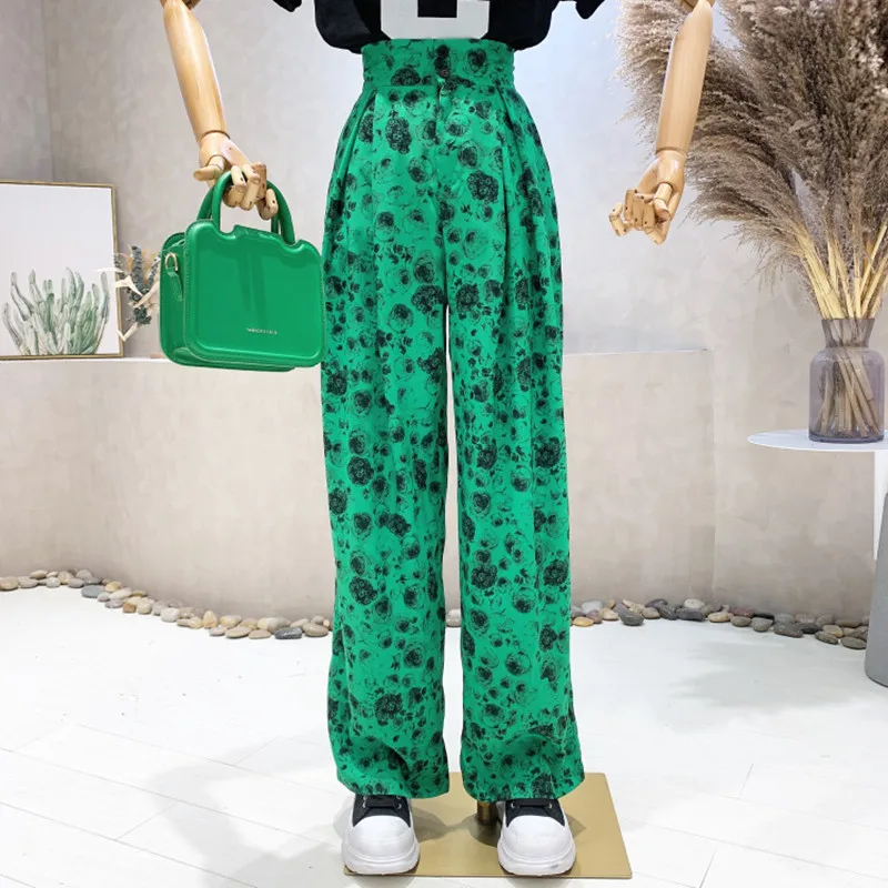 

Niche Design New Women's Clothing 2022 Summer High Waist Floor Hanging Feeling Wide Leg Casual Pants
