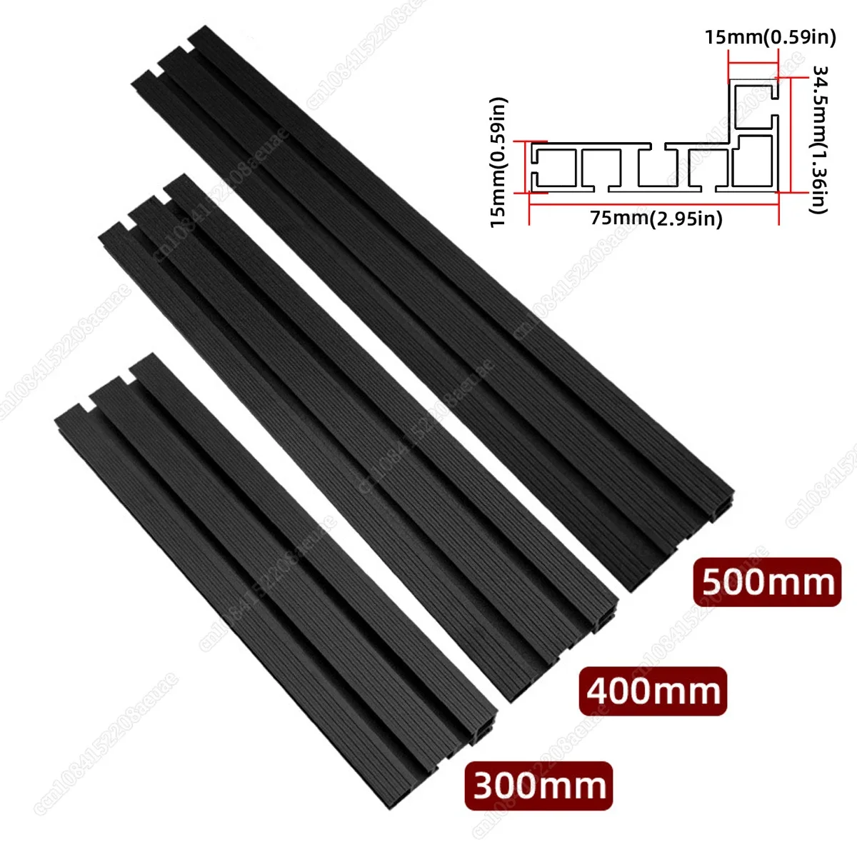 Алюминиевый профиль 300-500 мм забор типа 75 черный торцевой трек Т-образный