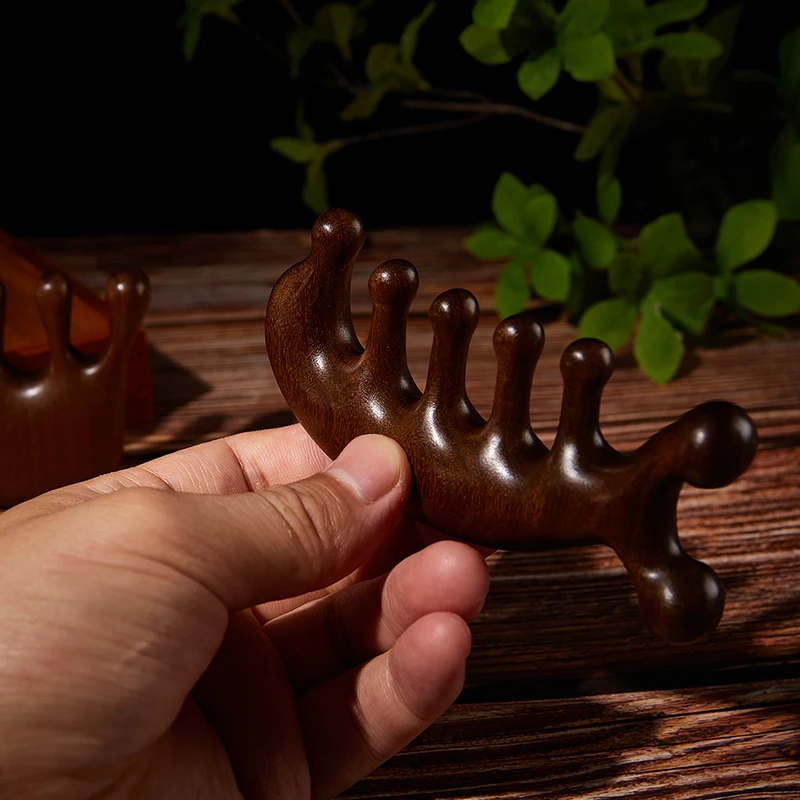 1 шт. Антистатическая Массажная расческа из сандалового дерева с пятью широкими