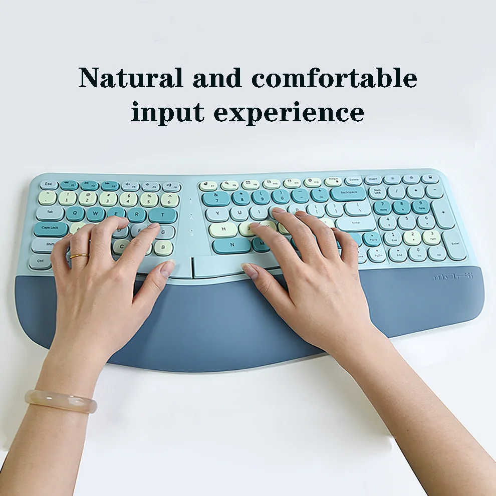 Mofii Ergonomic Wireless Keyboard Mouse 2.4G Keyboard and Mouse Combo Palm Rest Full Size Keyboard Set for  PC Laptop Computer
