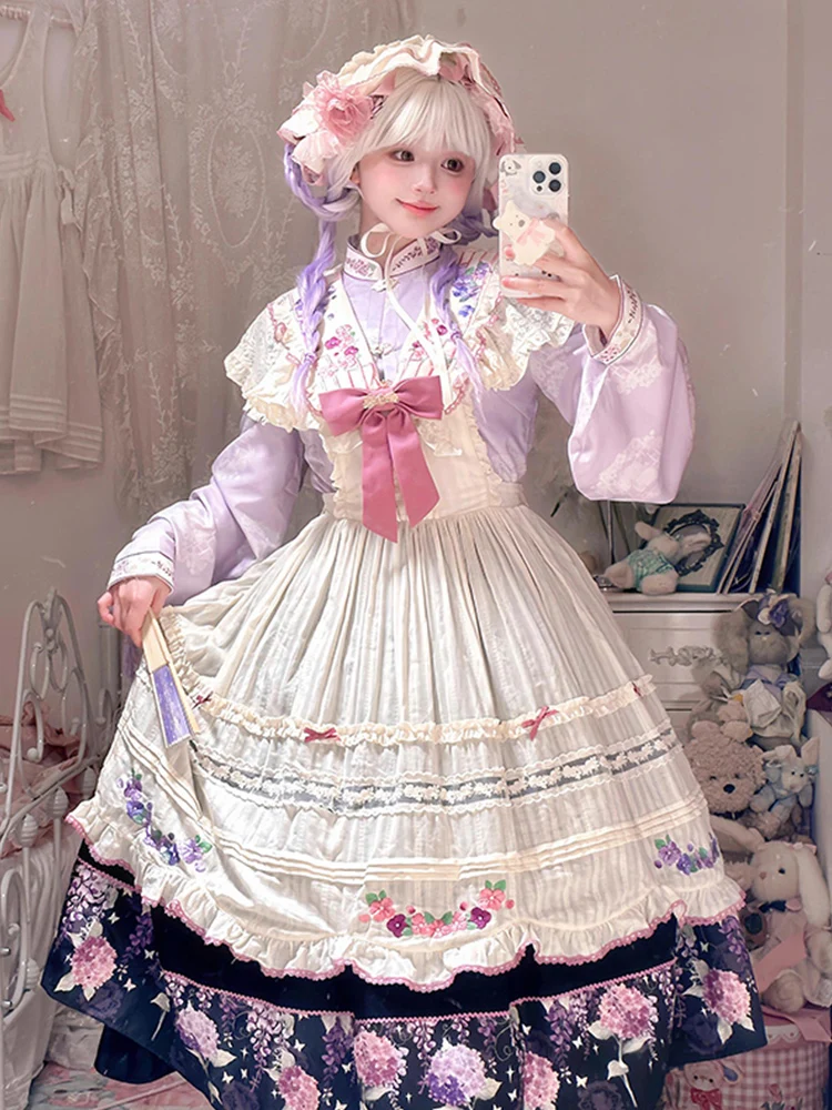 Han Yang Eclectic Element Long Chinese Sle Three-Piece Set Dress Lolita Women