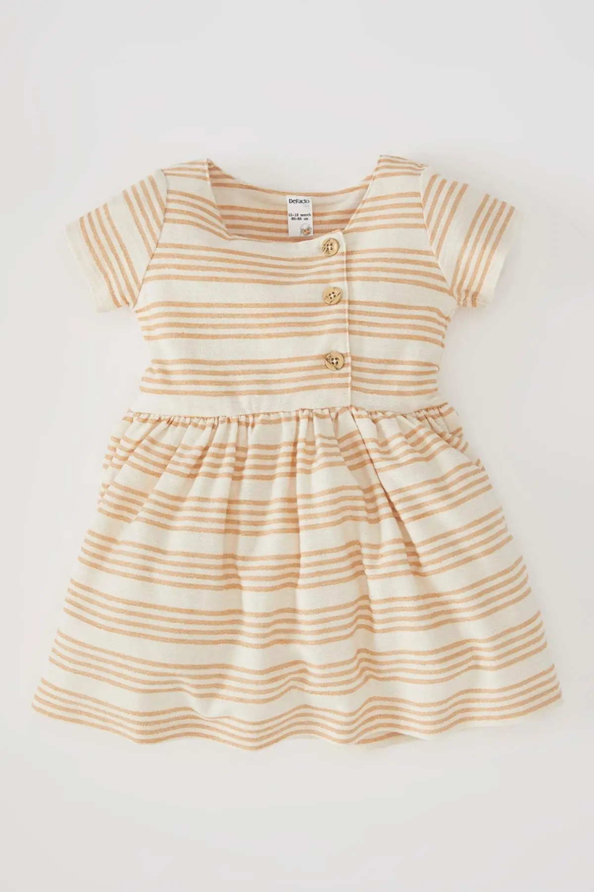 

Baby girl Striped Linen Look Short Sleeve Dress Clothing