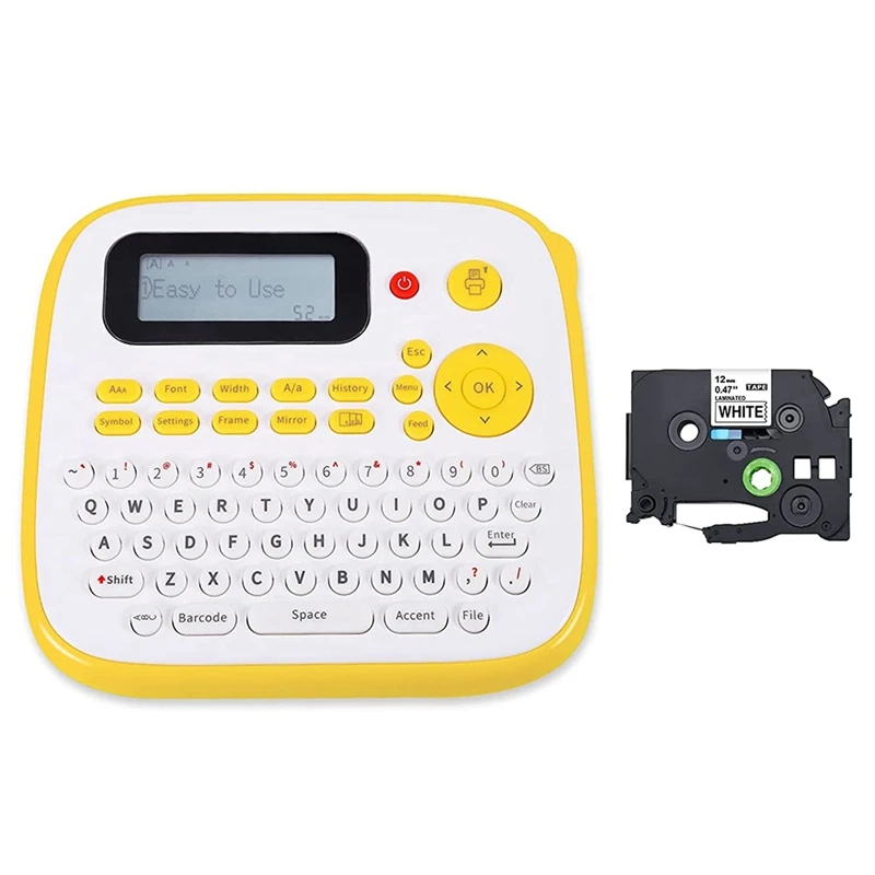 Label Printer Keyboard Label Machine Label Maker Portable Label Machine With 12Mm Label Ribbon For Home And Office