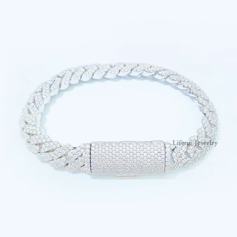 Бриллианты из серебра 925 пробы с покрытием белого золота 10 мм 2 ряда