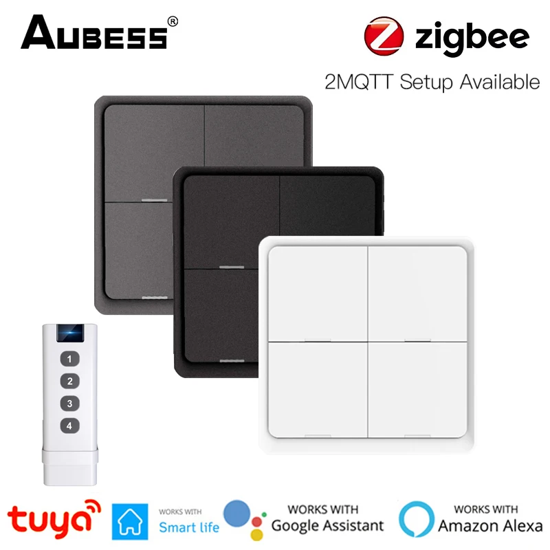 Tuya ZigBee Smart 12 Scene Switch Wireless 4 Gang Push Button Controller Home Automation Switch Tuya Smart Life APP Control