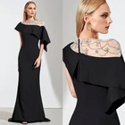 Черные мусульманские Вечерние платья 2022 Русалка с открытыми плечами женское длинное платье для выпускного вечера исламский Дубай Саудовский арабский