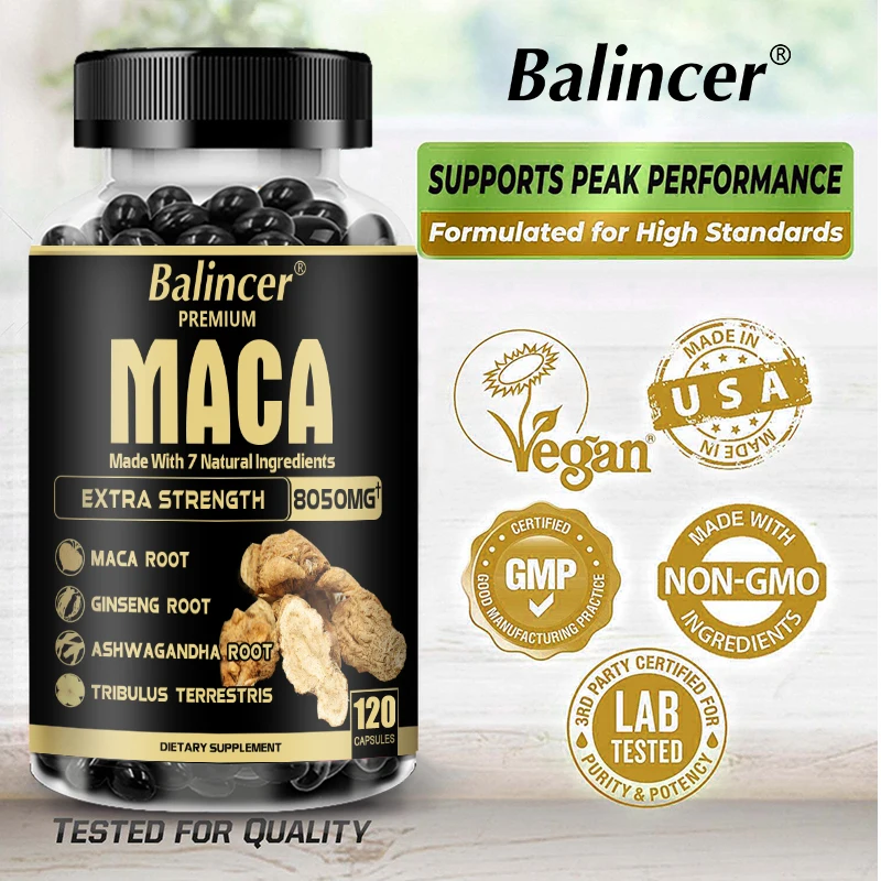

Men's Anti-Fatigue Ginseng Capsules - Boosts Energy, Performance & Mood, Prolongs Male Erection,Performance Maca Root Supplement