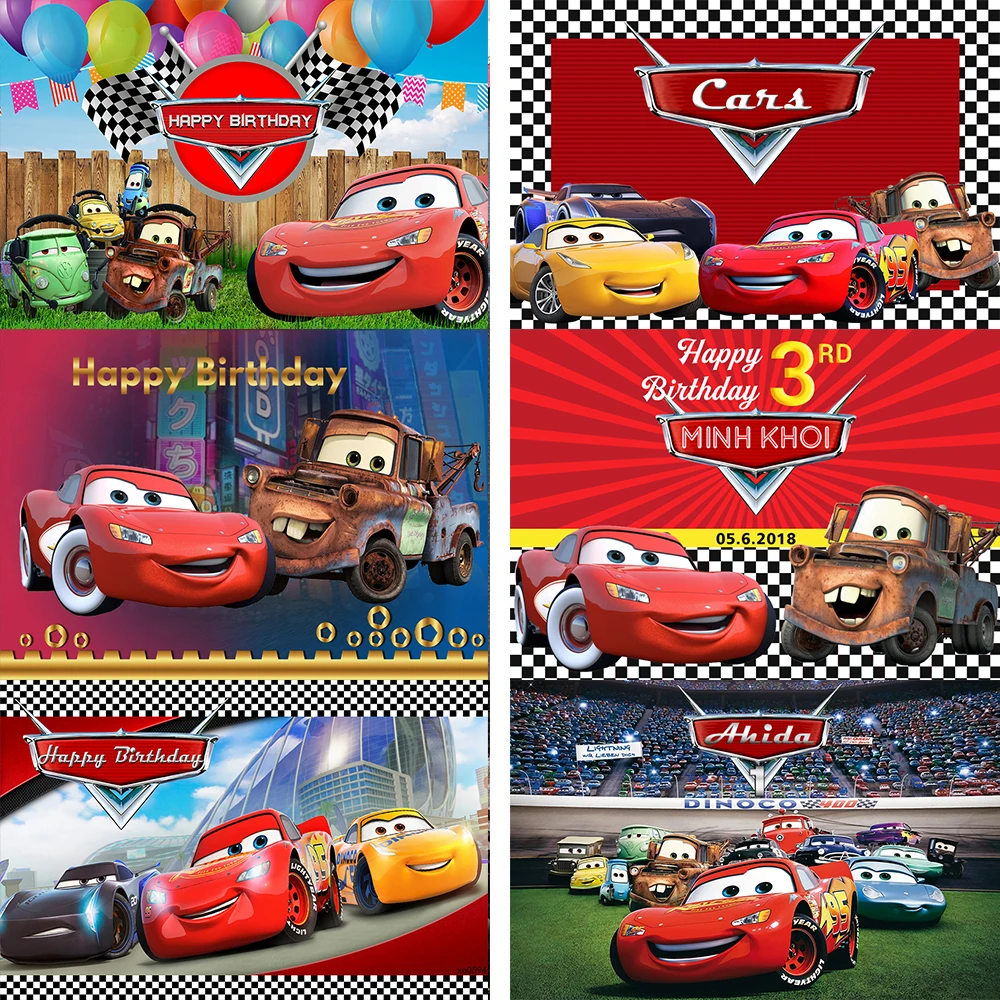 

Disney Cars Theme Photography Backdrops Vinyl Customized Boy Birthday Party Background For Photo Studio Banner
