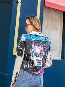  Chaqueta de piel sintética para mujer, con tachuelas, aspecto  de graffiti punk, chaqueta de motociclista, plateado : Ropa, Zapatos y  Joyería