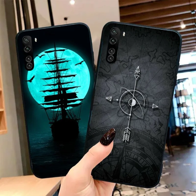 

Черный мягкий чехол для телефона с изображением пиратского корабля для OPPO Find X5 X3 X2 A93 Reno 8 7 Pro A74 A72 A53