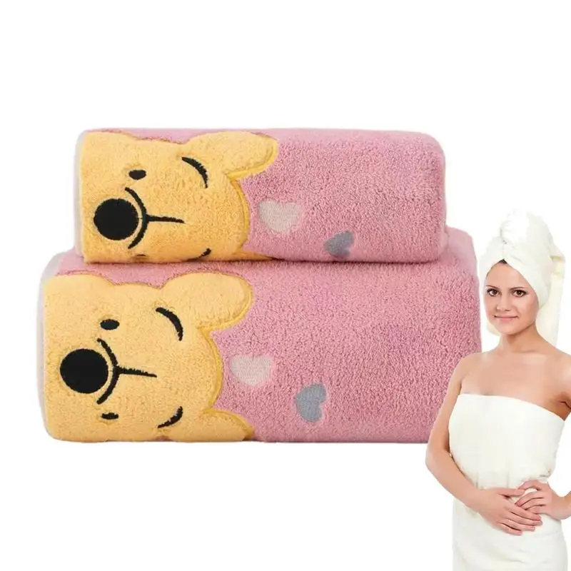 

Bathroom Towel Set Cartoon Washcloths Sets Soft Quick Drying Bathroom Towels Coral Fleece Shower Towels Set 1 Hand Towel 1 Bath