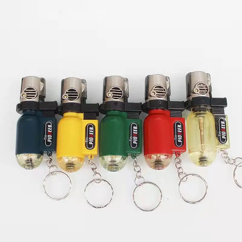 

New Butane Gas Keychain Lighter Portable Spray Gun Nozzle Torch Cigarette Compact Lighter Turbo Windproof Cigar Pipe Outdoor