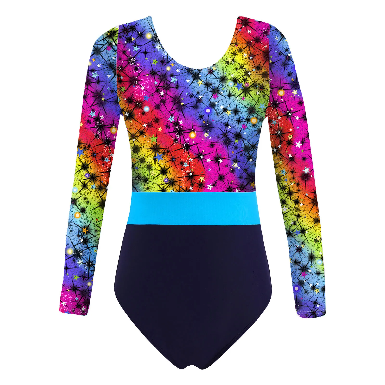 

Kids Girls Printed Ballet Leotard Long Sleeves Gymnastics Workout Bodysuit Children's Ballet Dancing Stage Performance Jumpsuit