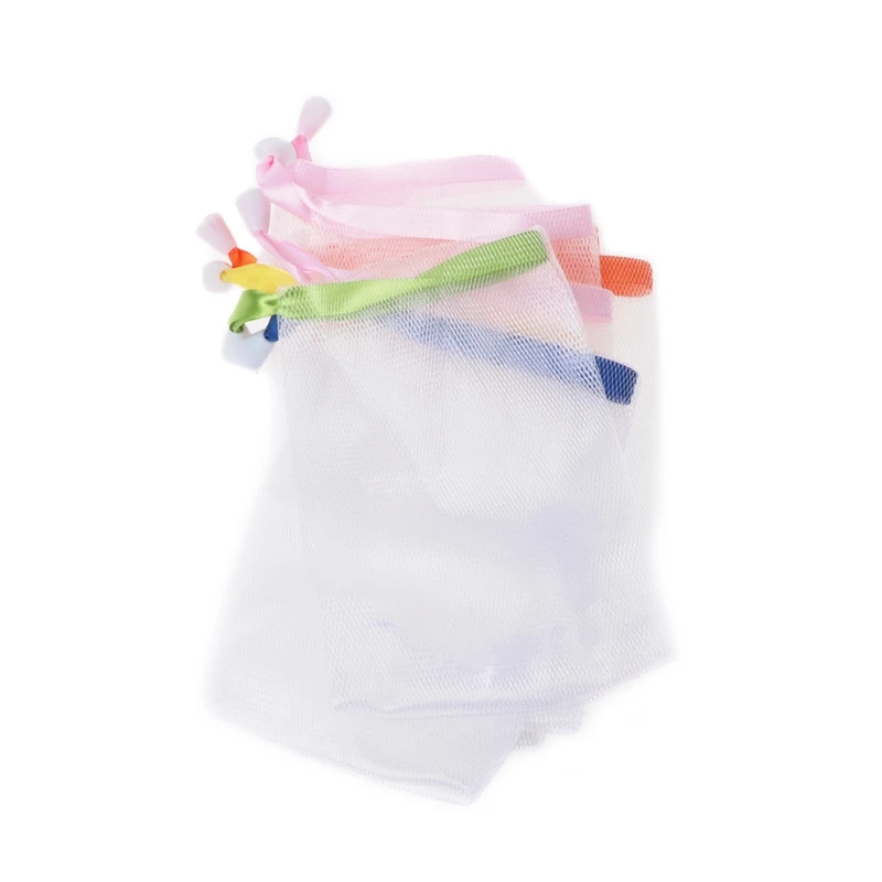

10x Soap Foaming Nylon Mesh Drawstring Bag Bubble Foam Net Bath Cleaning Gloves 40JA