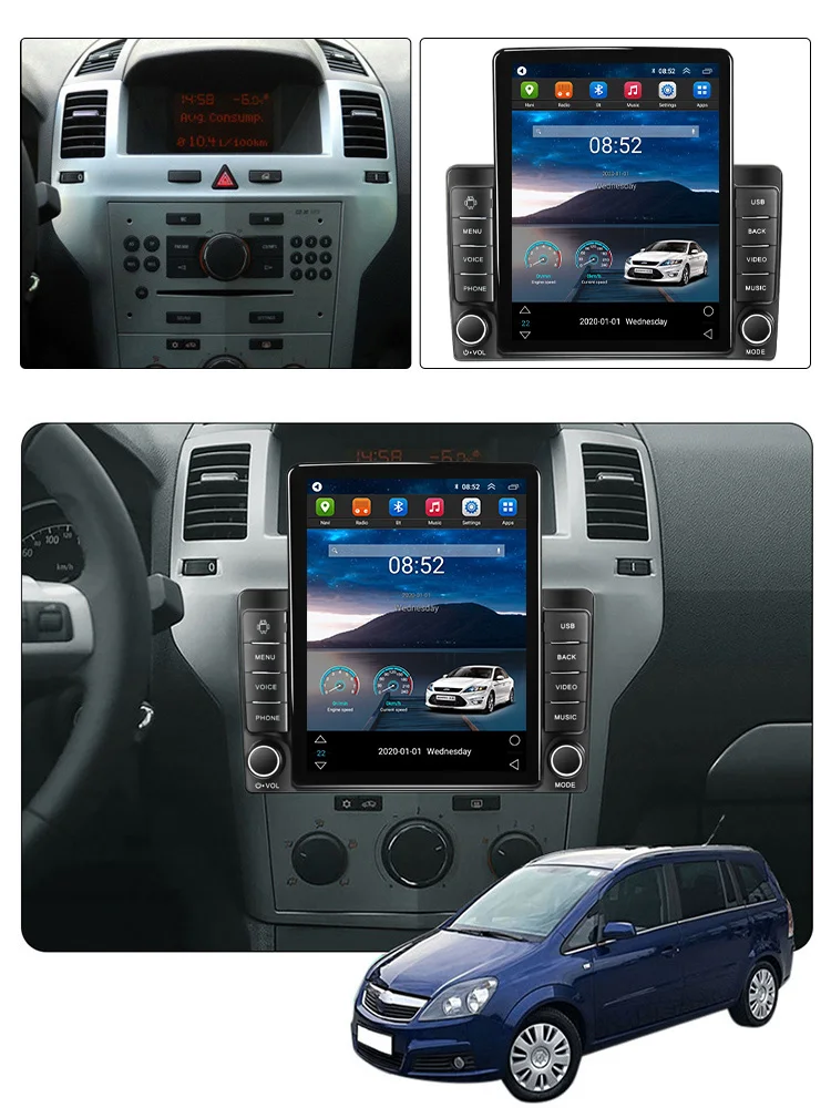 Android 11 Carplay Для Tesla Вертикальный Автомобильное Радио Стерео Opel Zafira B Astra H 2005-2014