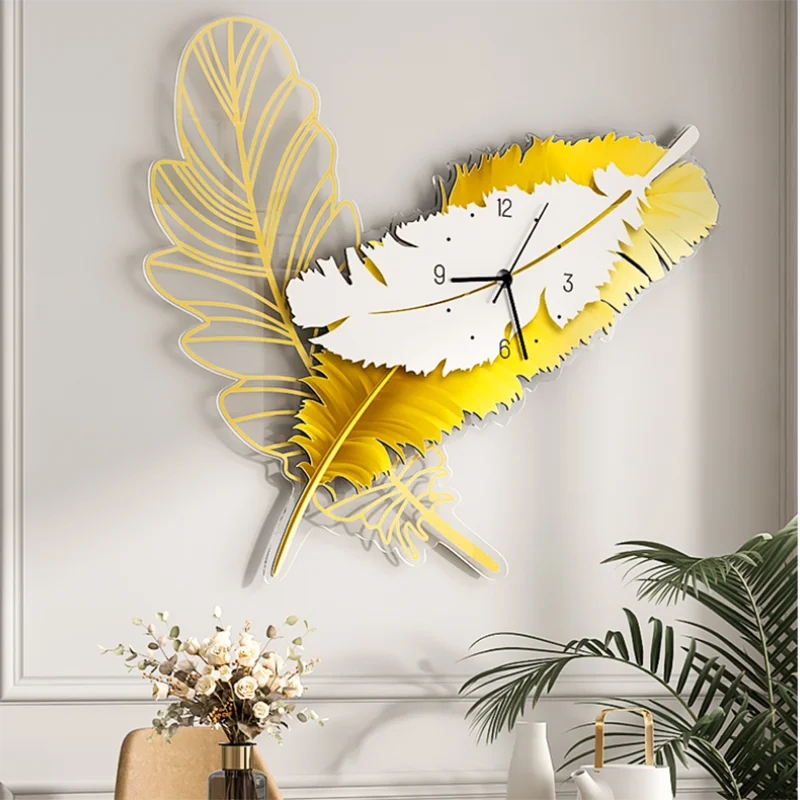 

Luxury Acrylic Minimalist Wall Clock Living Room Large Silent Leaf Wall Clock Modern Design Reloj Pared Grande Room Decor