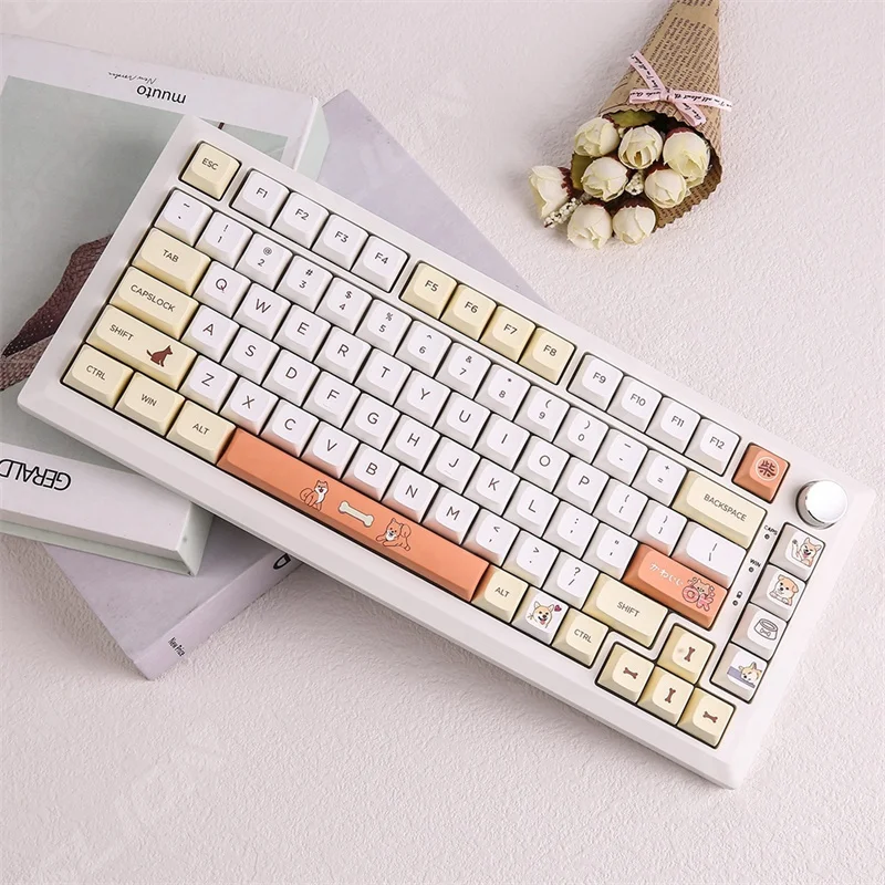 

Механическая клавиатура с 139 клавишами XDA PBT, набор сублимационных клавиш с милыми мультяшными собаками, 64/68/84/75/87/96/104