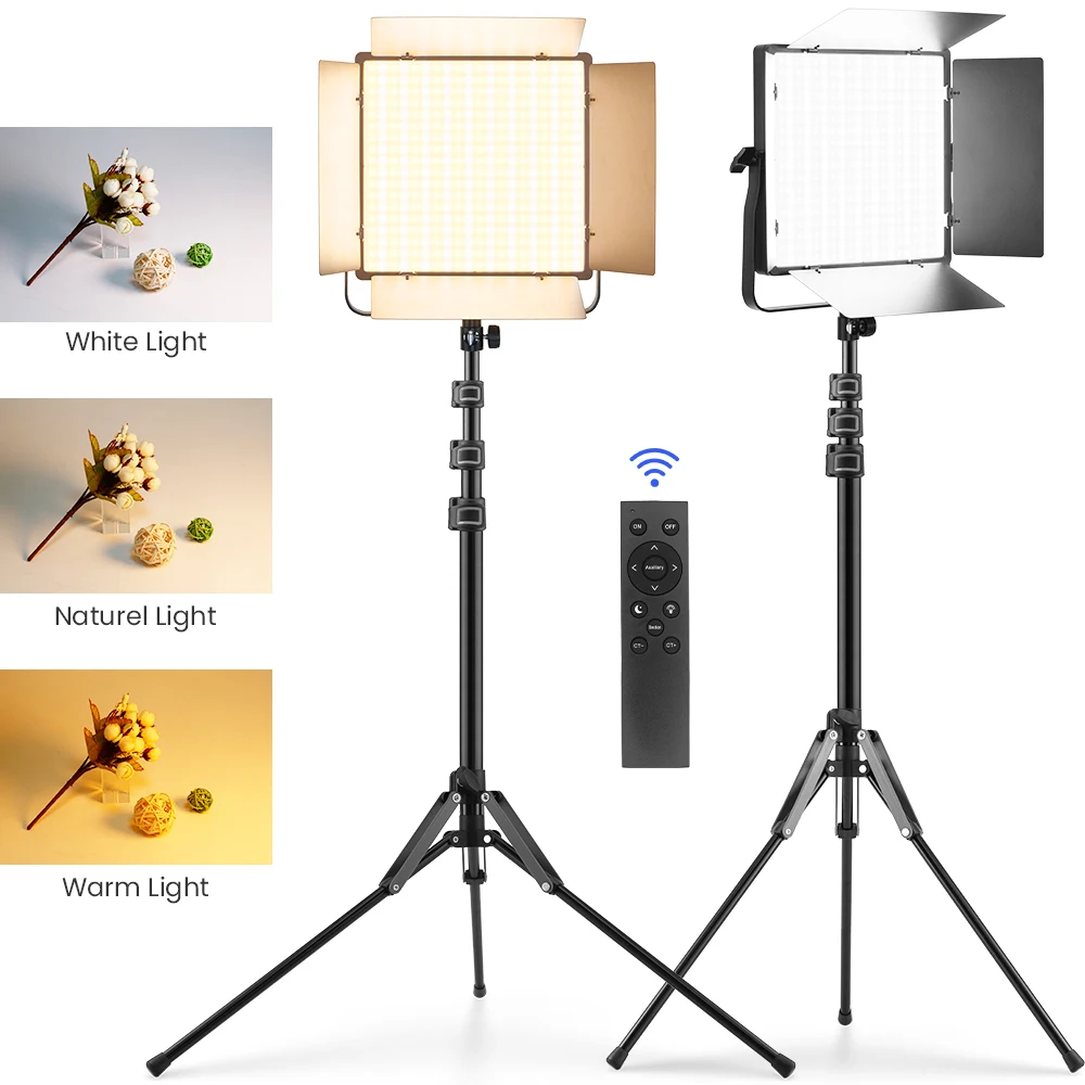

12" LED Fill Lamp Video Light Panel Photography Lighting Live Stream Photo Studio Light Optional 2M Stand Battery