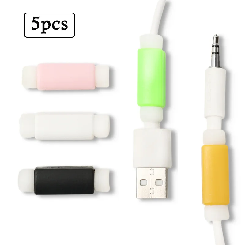 

5pcs Universal Data Cable Sleeve Long Size Cell Phone Cable Sleeve USB Charger Anti-Break Protector Cable Winder Accessories