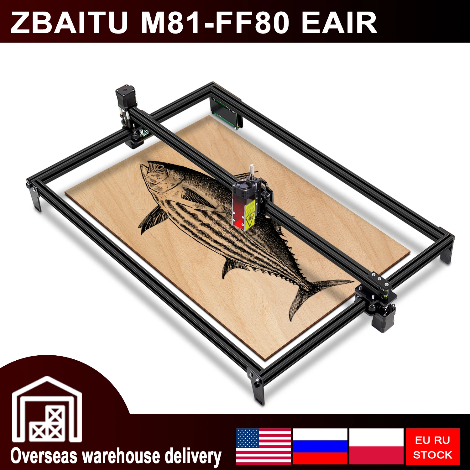 ZBAITU Laser Engraver Machine, CNC Wifi Lightburn GRBL Laser Wood Acrylic Plywood Cutter with Air Assisted from Poland/RU