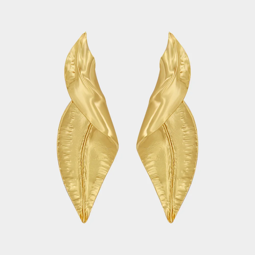 

Женские Геометрические серьги-гвоздики ZA, Длинные вечерние тые серьги в форме листа, модные золотые ювелирные украшения