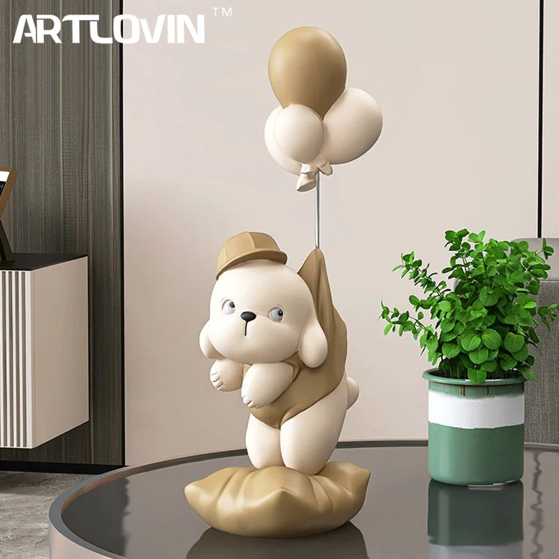 Creative Cute Dog Sculptures Balloon Puppy Statue Large,Home Decorative Ornaments Figurine For TV Cabinet Living Room Decoration