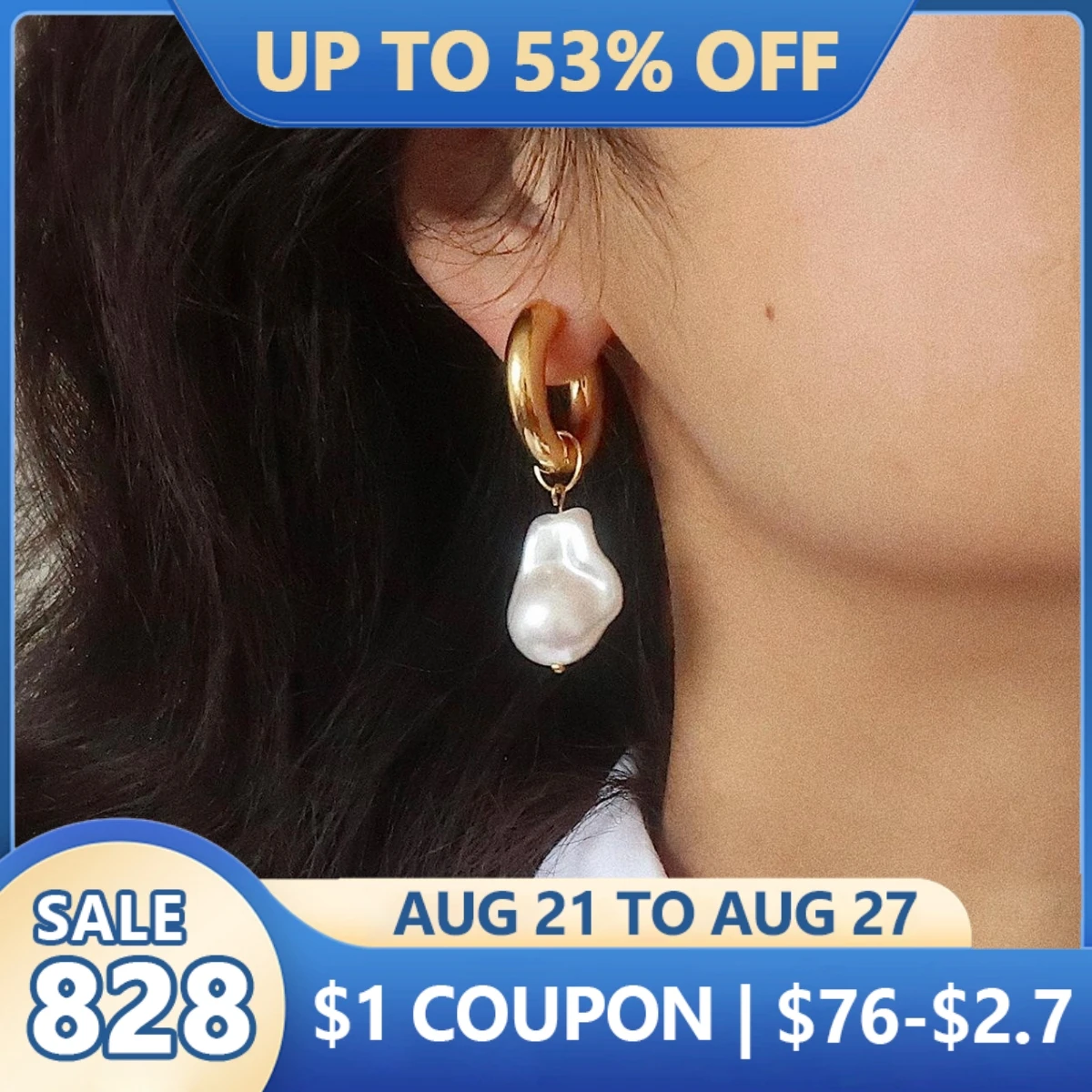 

Baroque Pearl Earrings Women's Metal Earrings Vintage Minimalist Temperament Titanium Steel Long Earrings